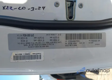 2019 Dodge Charger Gt Rwd из США, поврежденный, VIN 2C3CDXHG6KH725911